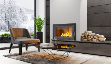 Dark Living Room Loft With Fireplace, Industrial Style